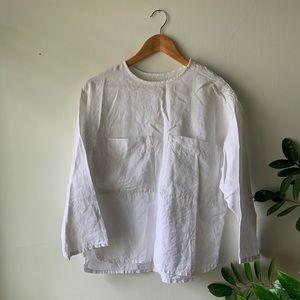 100% Linen White Oversized Top